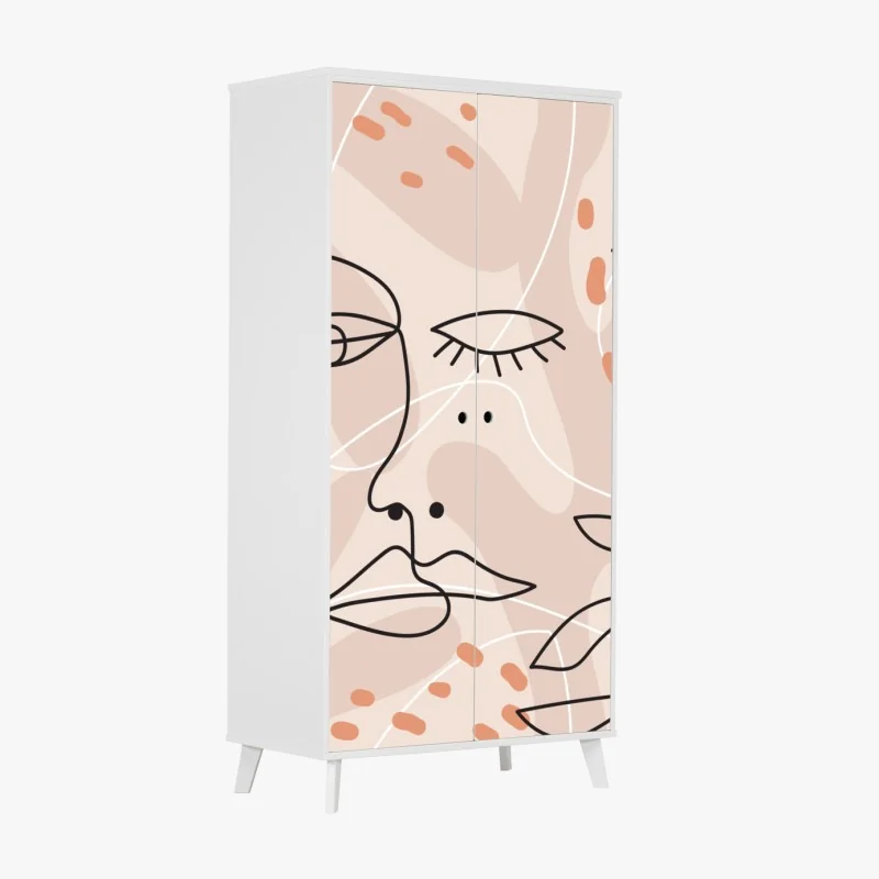 Naklejka na szafę pastelowe szkice twarzy