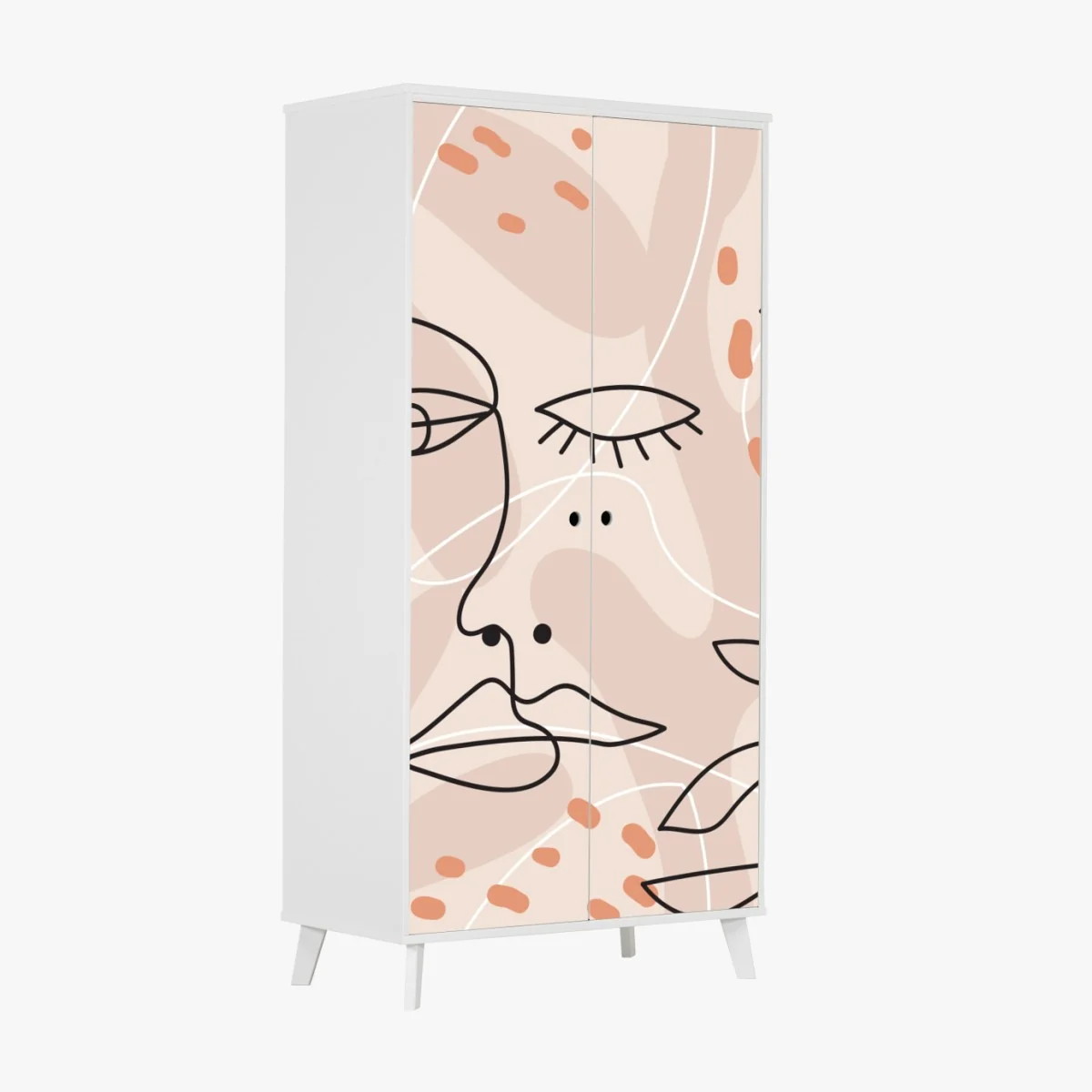 Naklejka na szafę pastelowe szkice twarzy – Wallissimo® Naklejka na szafę pastelowe szkice twarzy – Wallissimo®