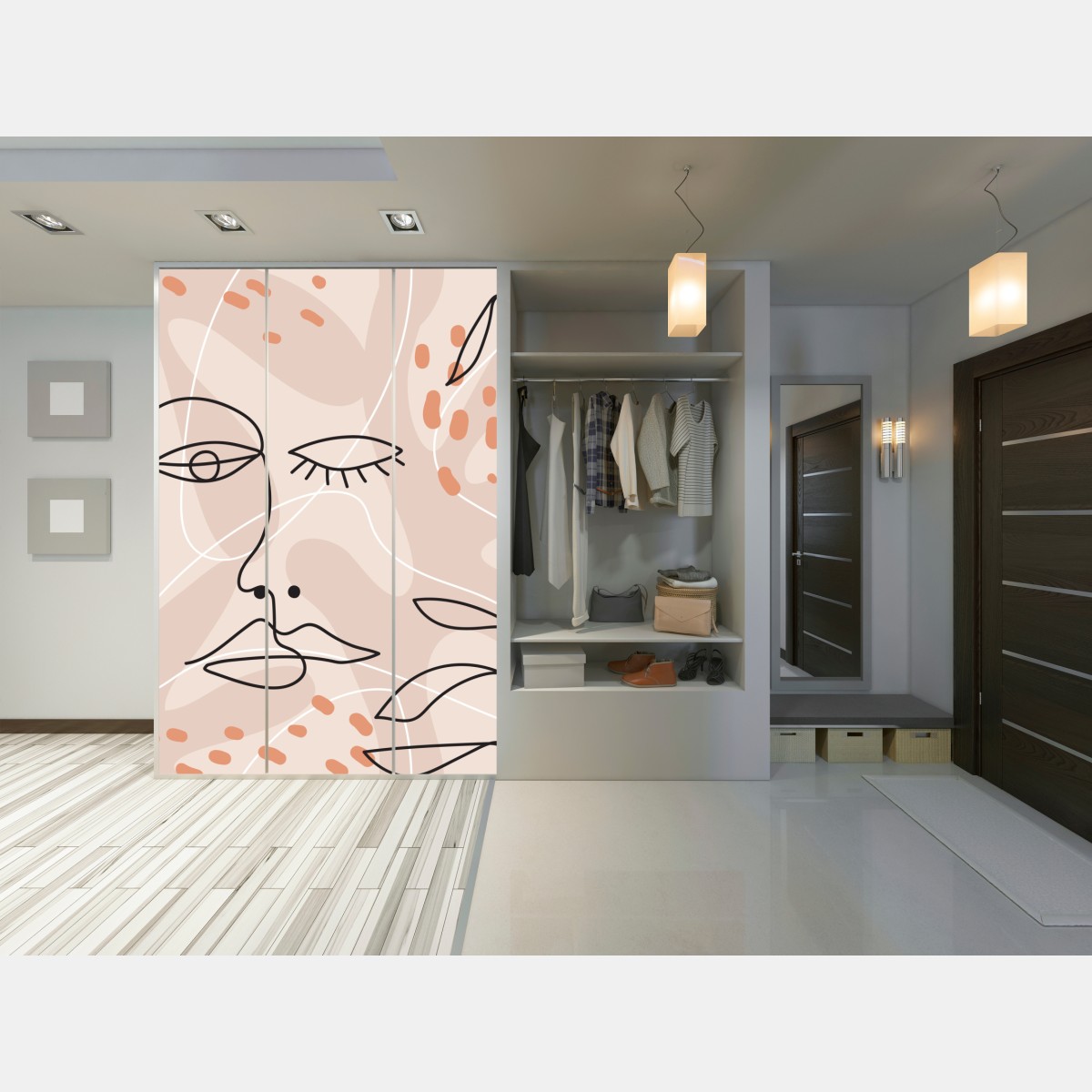 Naklejka na szafę pastelowe szkice twarzy – Wallissimo® Naklejka na szafę pastelowe szkice twarzy – Wallissimo®