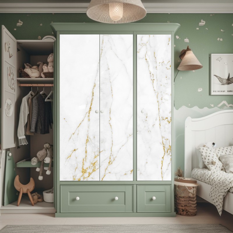 Naklejka na szafę miękka beżowa tekstura marmuru – Wallissimo®