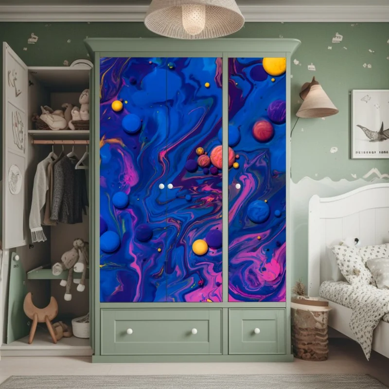 Naklejka na szafę tropikalny wzór z liśćmi monstery – Wallissimo®