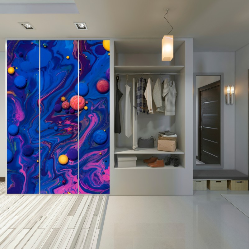 Naklejka na szafę żywe kosmiczne wiry farby – Wallissimo® Naklejka na szafę żywe kosmiczne wiry farby – Wallissimo®