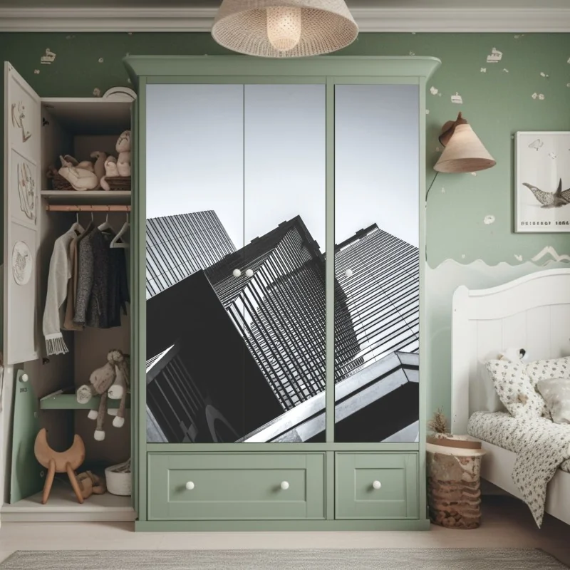 Naklejka na szafę niebieski kwiatowy wzór toile – Wallissimo®