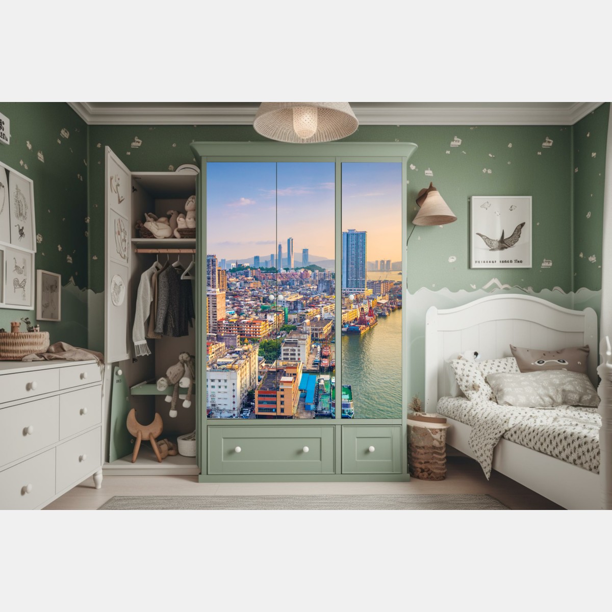 Naklejka na szafę Macao panorama miasta o zachodzie słońca – Wallissimo® Naklejka na szafę Macao panorama miasta o zachodzie słońca – Wallissimo®