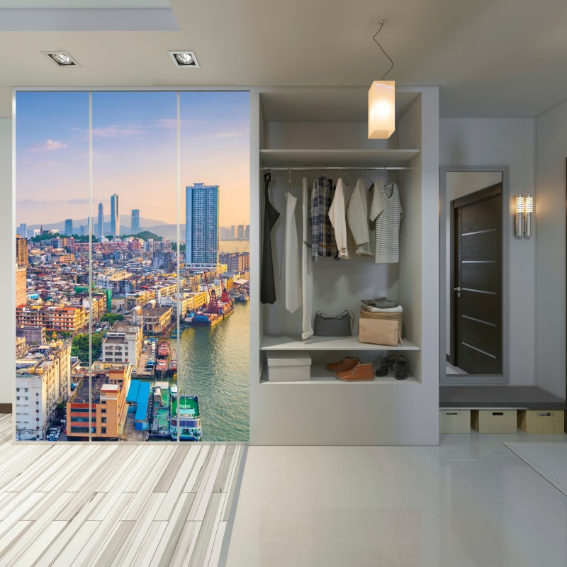 Naklejka na szafę Macao panorama miasta o zachodzie słońca – Wallissimo® Naklejka na szafę Macao panorama miasta o zachodzie słońca – Wallissimo®