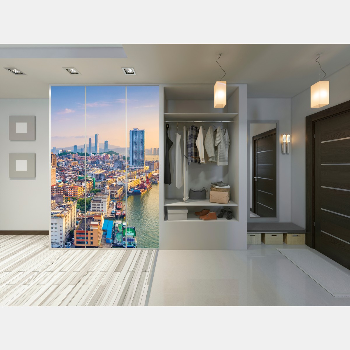 Naklejka na szafę Macao panorama miasta o zachodzie słońca – Wallissimo® Naklejka na szafę Macao panorama miasta o zachodzie słońca – Wallissimo®