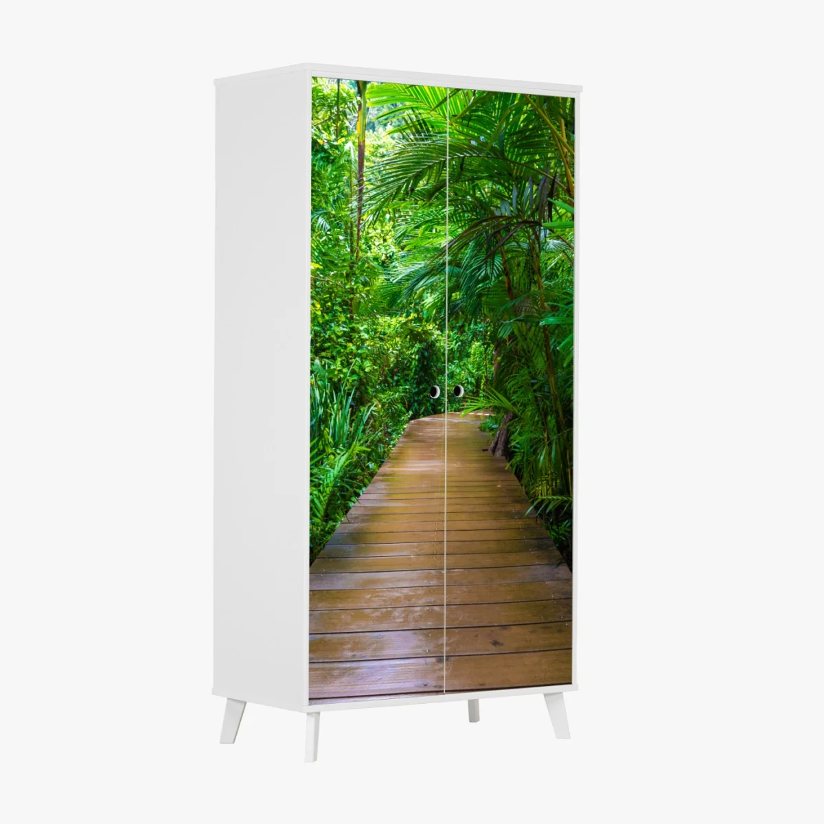 Naklejka na szafę mangrowa kładka w bujnej zielonej dżungli – Wallissimo® Naklejka na szafę mangrowa kładka w bujnej zielonej dżungli – Wallissimo®