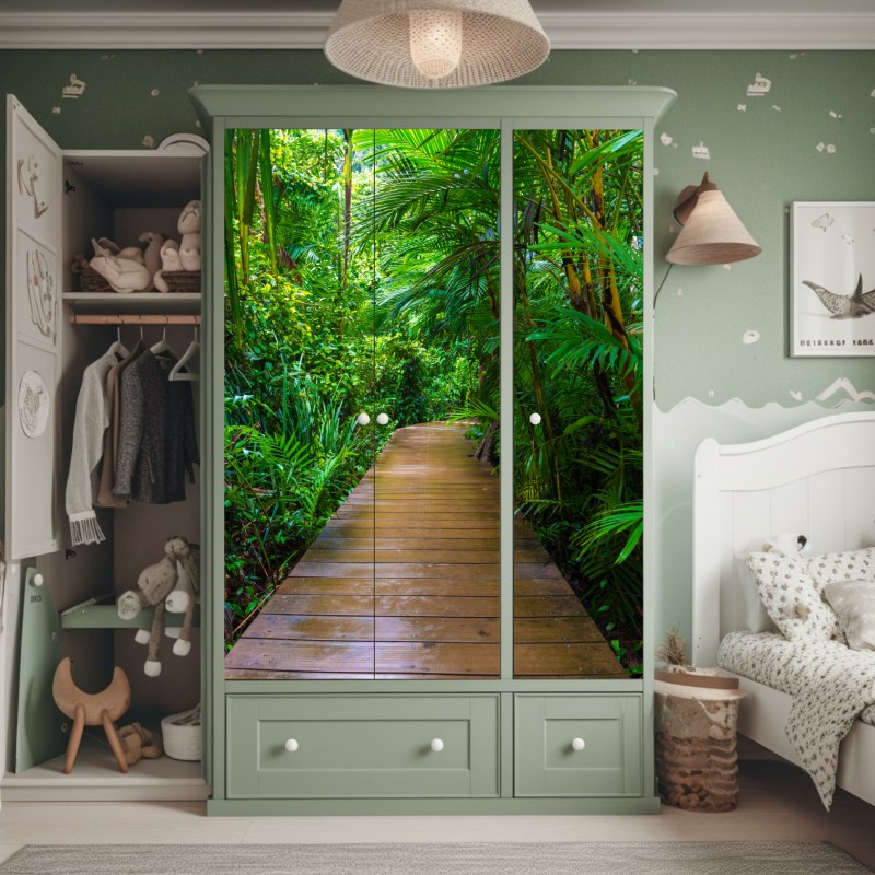 Naklejka na szafę trzy czerwone tulipany na czarnym tle – Wallissimo®