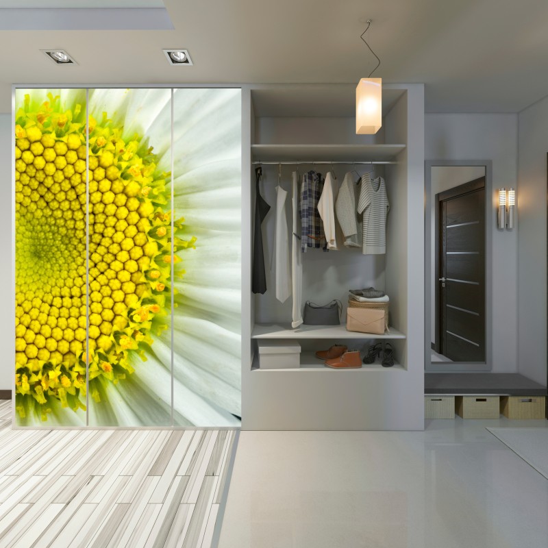 Naklejka na szafę makro stokrotki w spiralnym wzorze – Wallissimo® Naklejka na szafę makro stokrotki w spiralnym wzorze – Wallissimo®