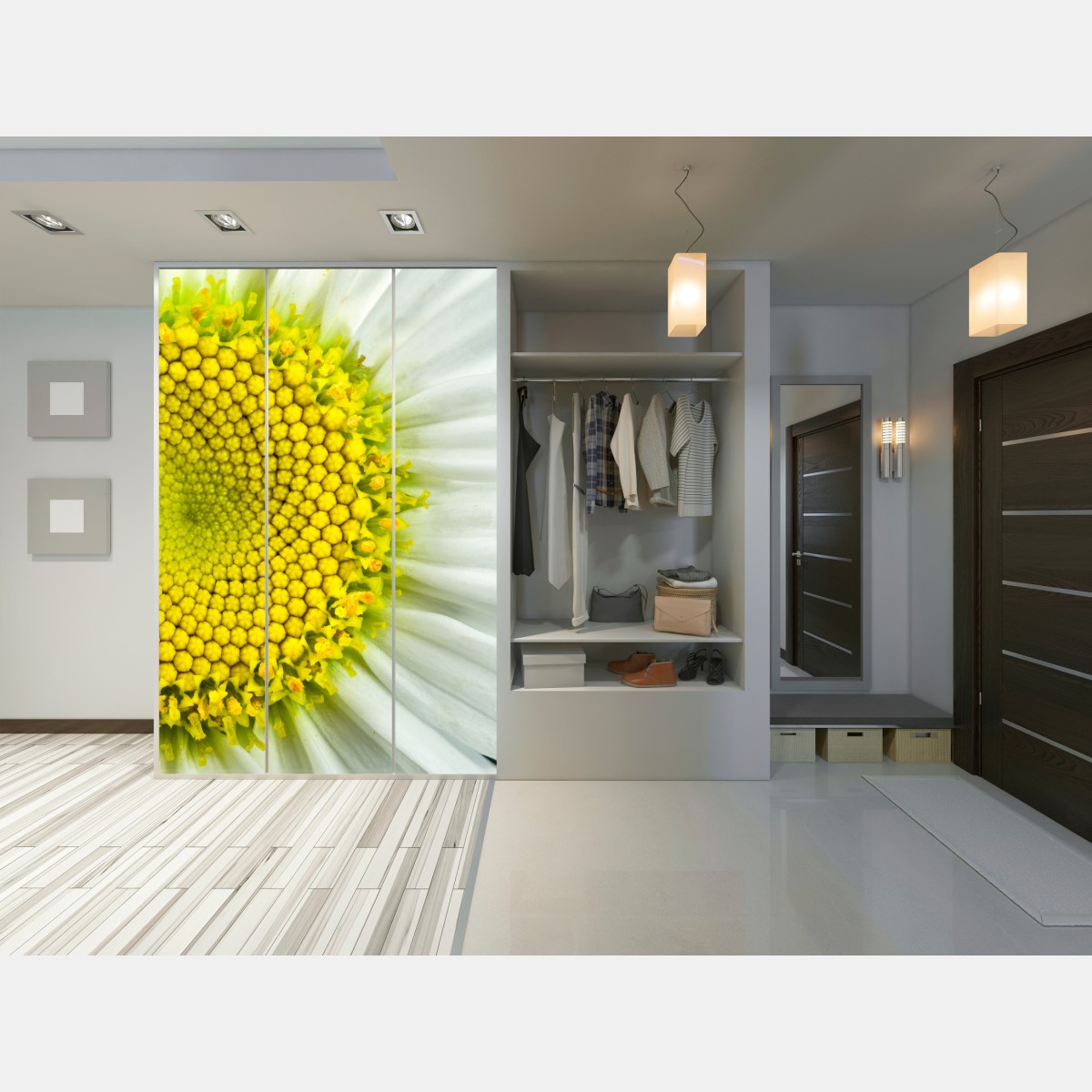 Naklejka na szafę makro stokrotki w spiralnym wzorze – Wallissimo® Naklejka na szafę makro stokrotki w spiralnym wzorze – Wallissimo®