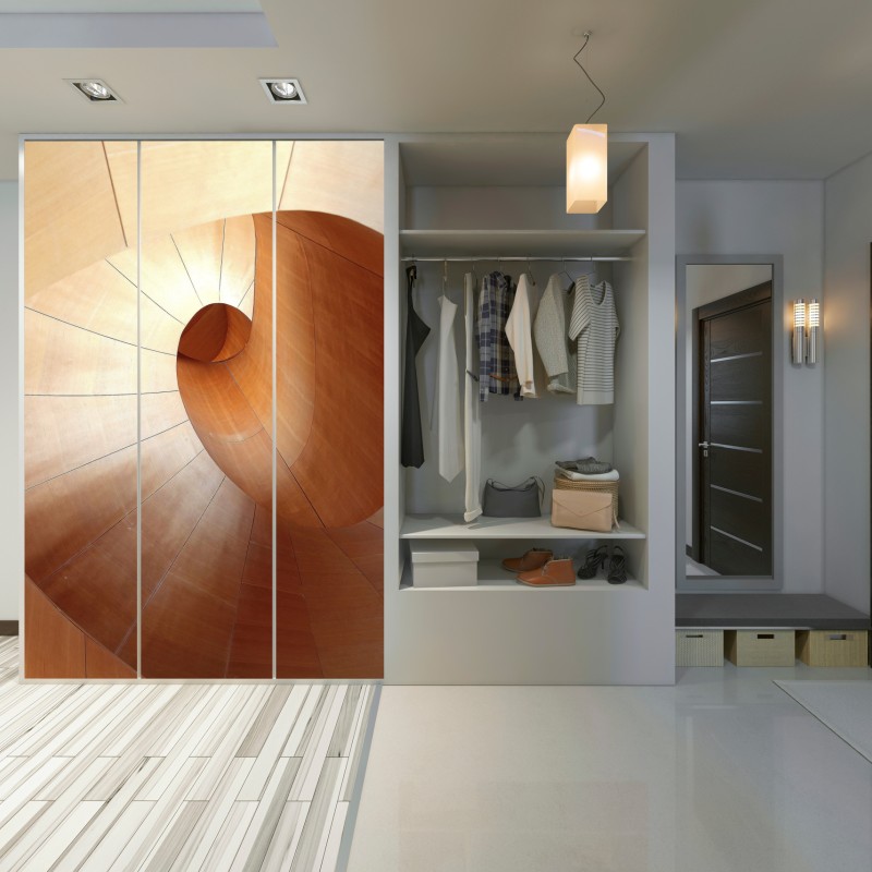 Naklejka na szafę ciepła drewniana spirala – Wallissimo® Naklejka na szafę ciepła drewniana spirala – Wallissimo®