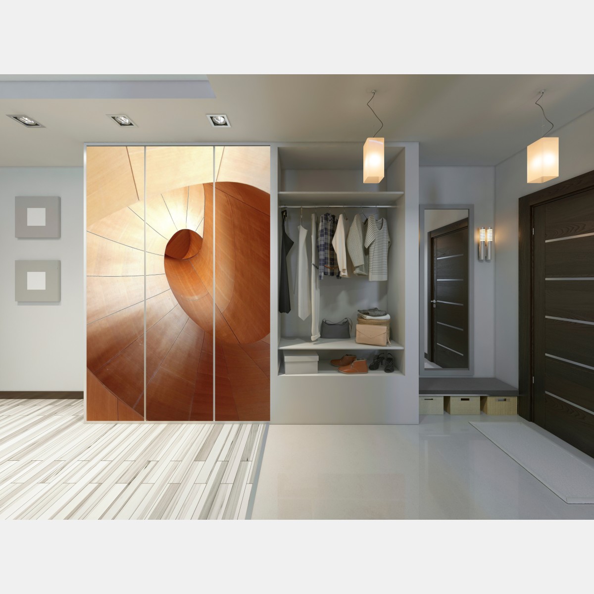 Naklejka na szafę ciepła drewniana spirala – Wallissimo® Naklejka na szafę ciepła drewniana spirala – Wallissimo®