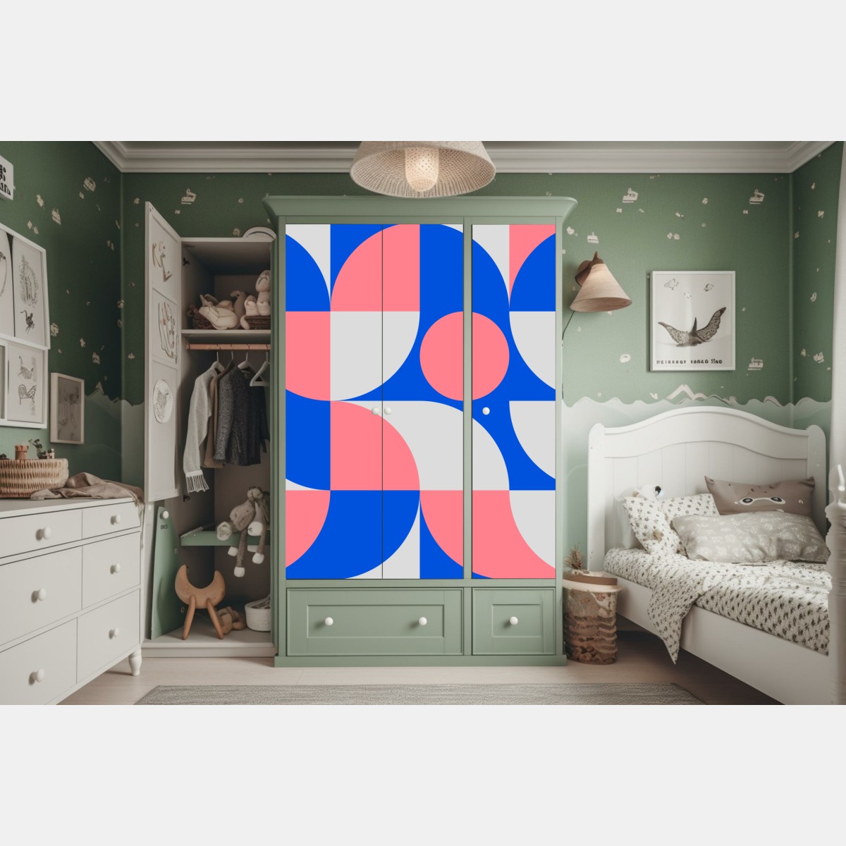 Naklejka na szafę skandynawska kompozycja geometryczna – Wallissimo® Naklejka na szafę skandynawska kompozycja geometryczna – Wallissimo®