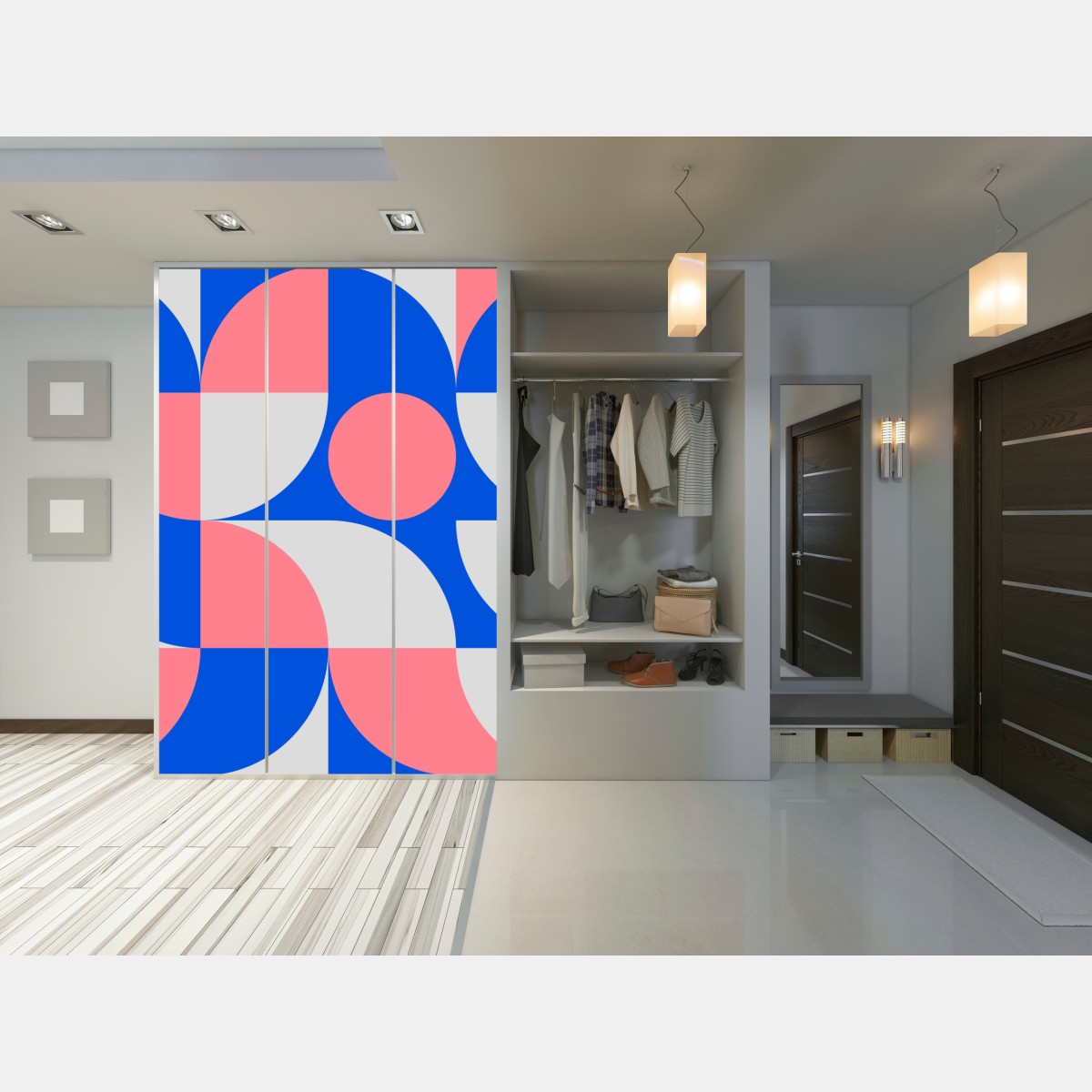 Naklejka na szafę skandynawska kompozycja geometryczna – Wallissimo® Naklejka na szafę skandynawska kompozycja geometryczna – Wallissimo®