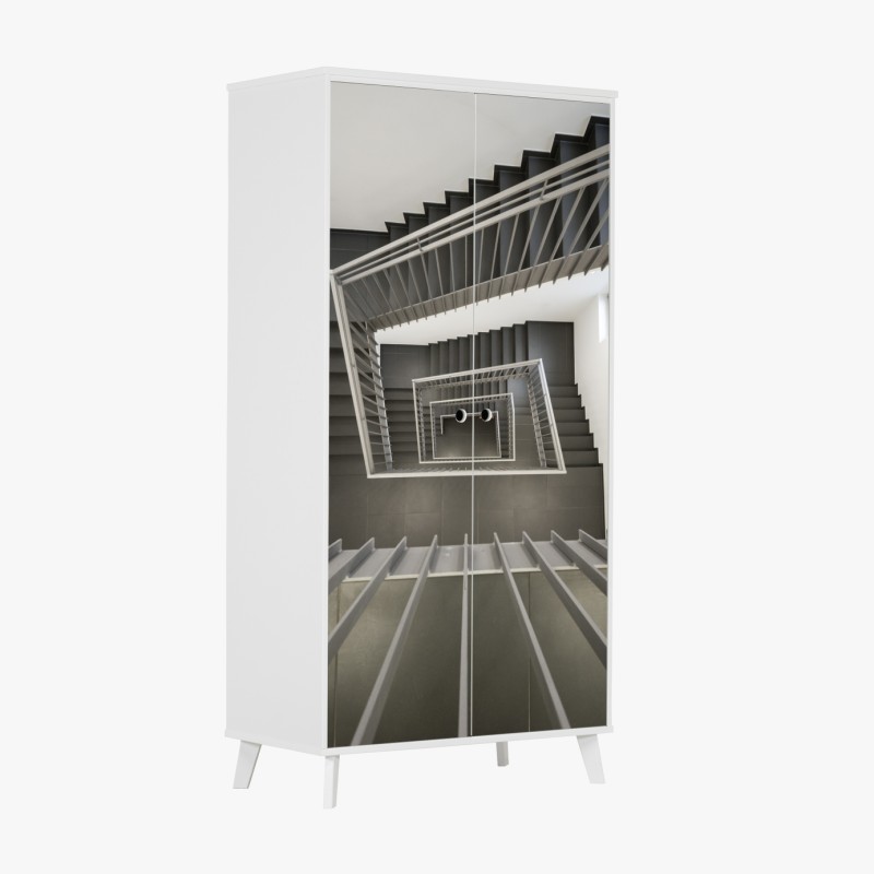 Naklejka na szafę geometryczna klatka schodowa w perspektywie