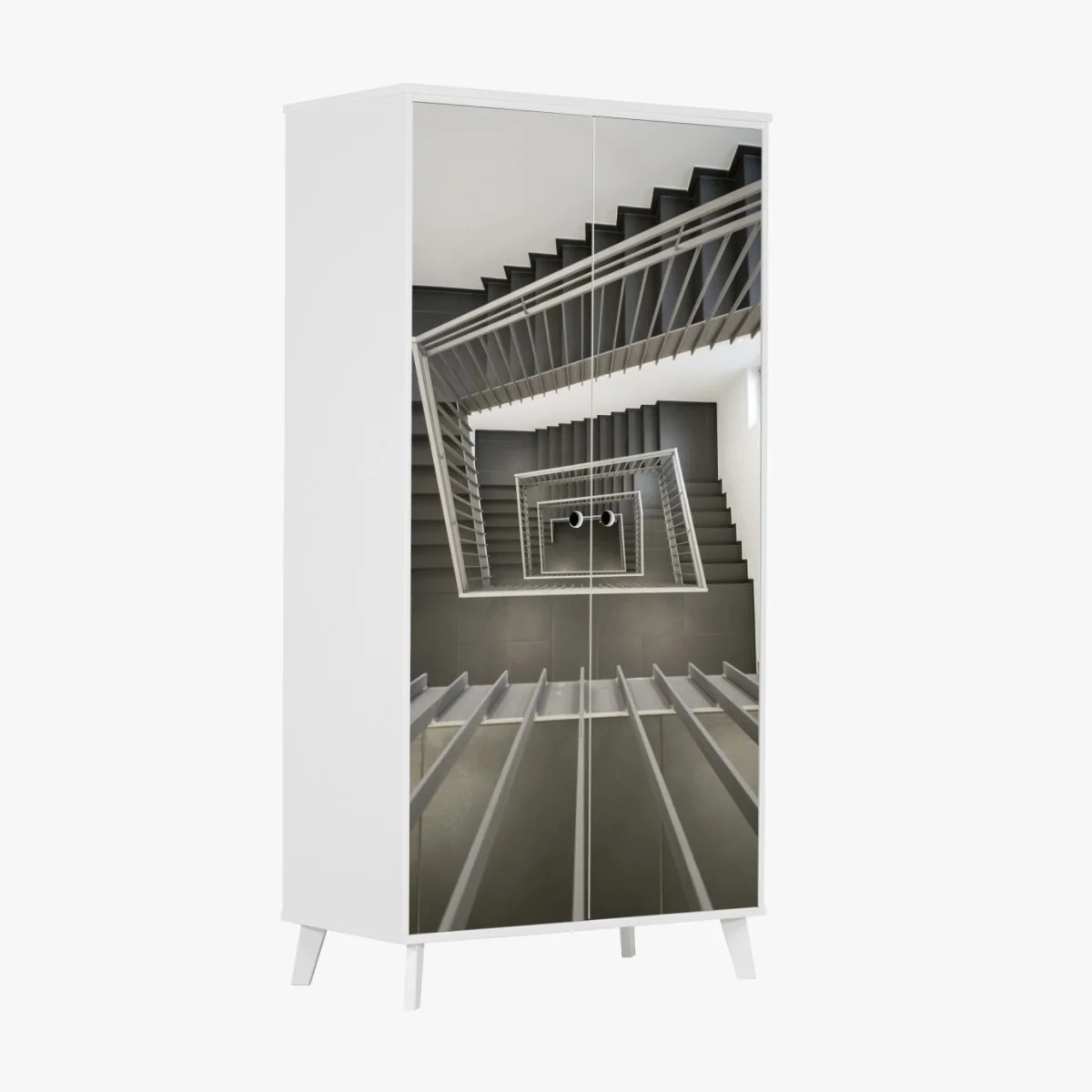 Naklejka na szafę geometryczna klatka schodowa w perspektywie – Wallissimo® Naklejka na szafę geometryczna klatka schodowa w perspektywie – Wallissimo®