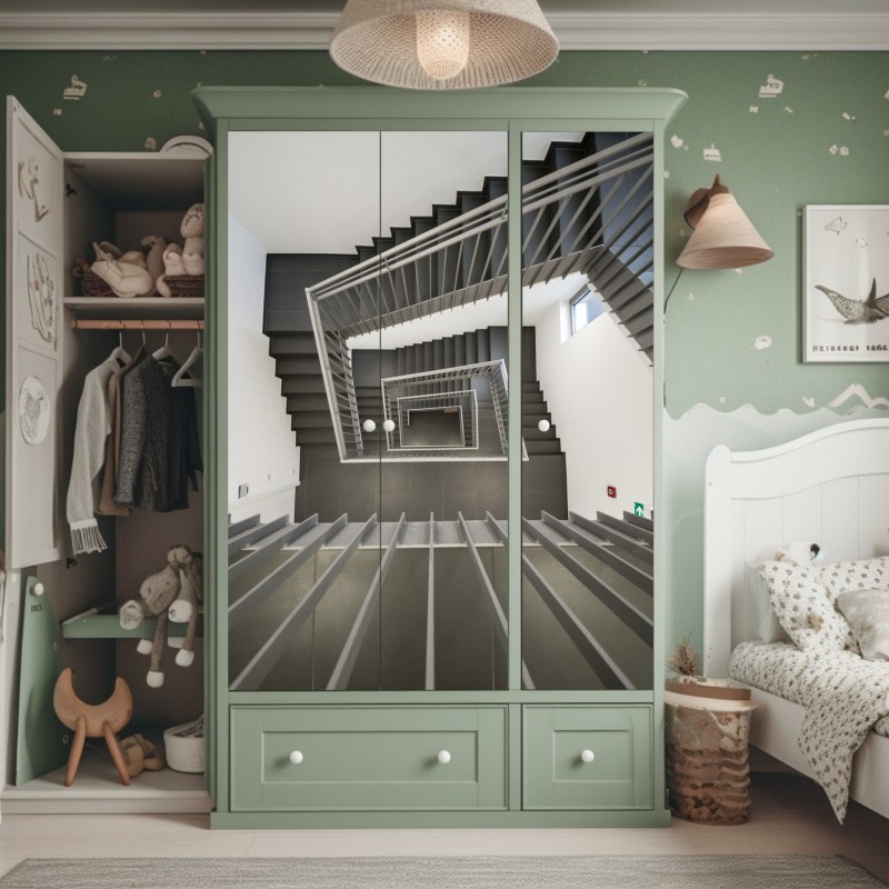 Naklejka na szafę tropikalna plaża z palmami pod błękitnym niebem – Wallissimo®