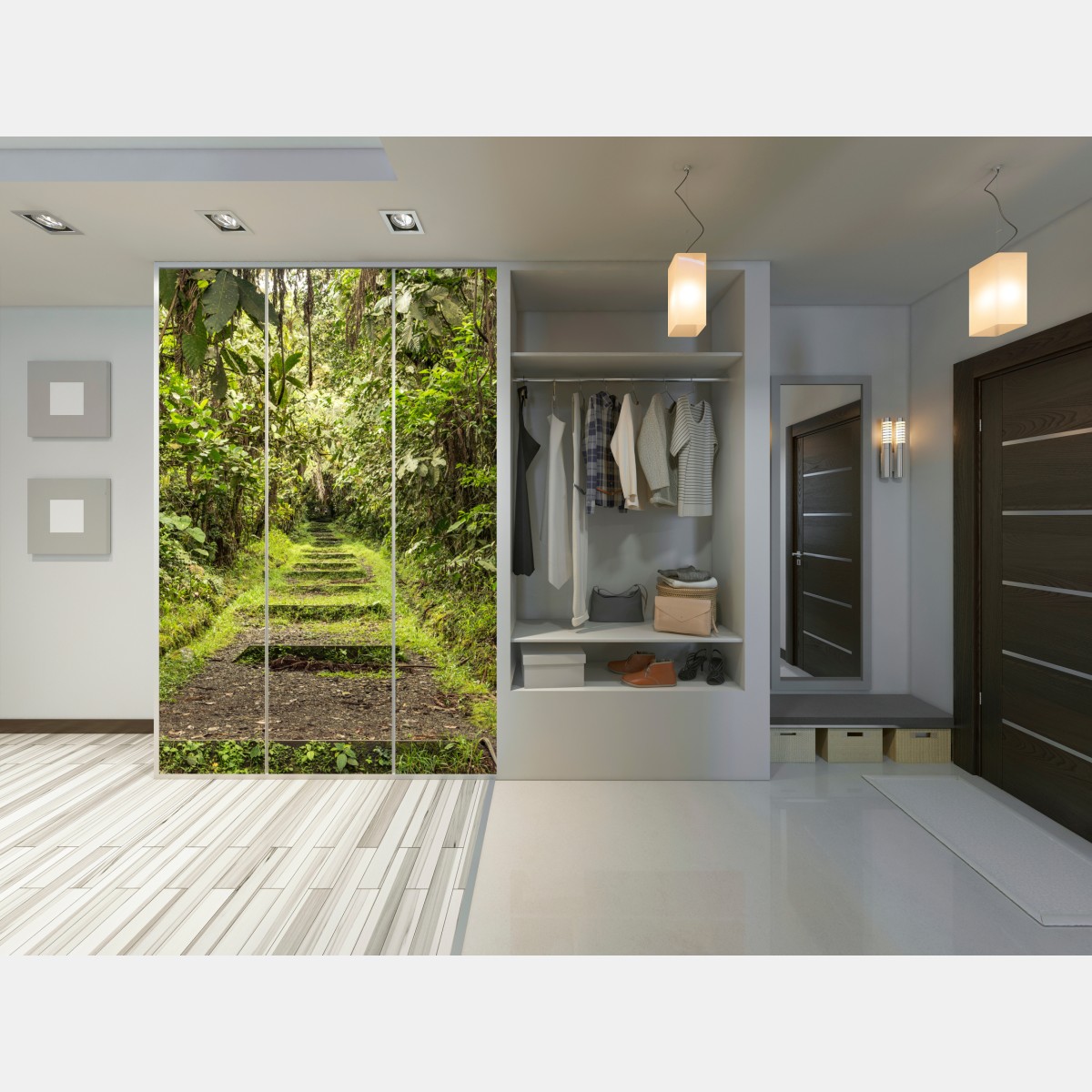 Naklejka na szafę ścieżka przez bujną dżunglę – Wallissimo® Naklejka na szafę ścieżka przez bujną dżunglę – Wallissimo®