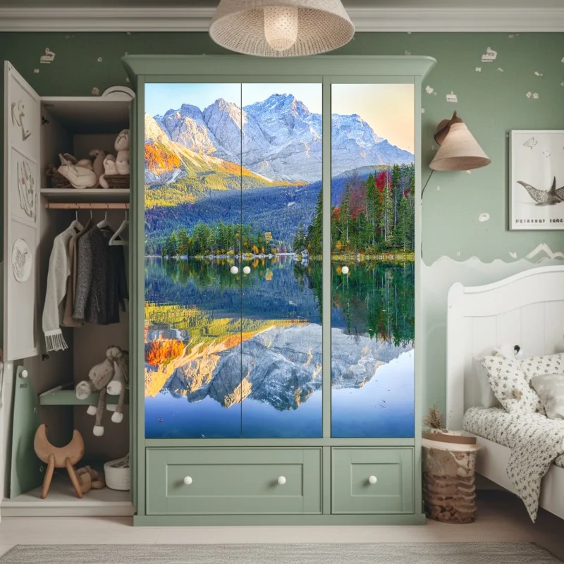 Naklejka na szafę złoty wzór damaskowy na granatowym tle – Wallissimo®