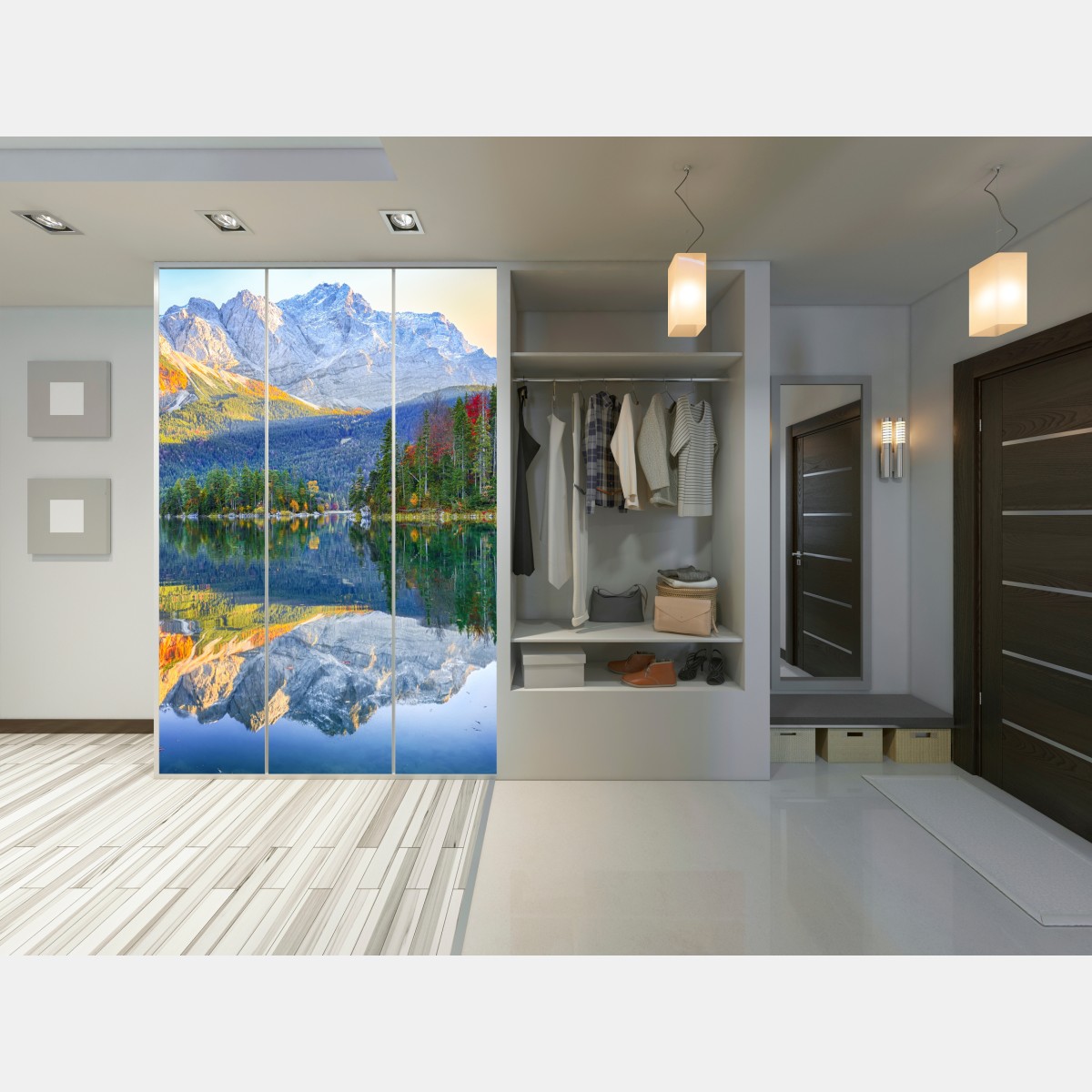 Naklejka na szafę jesienne odbicie na Eibsee przy Zugspitze – Wallissimo® Naklejka na szafę jesienne odbicie na Eibsee przy Zugspitze – Wallissimo®
