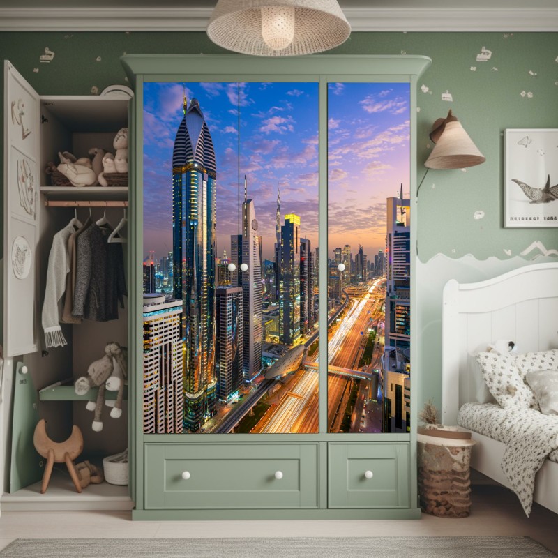 Naklejka na szafę mglisty most wiszący prowadzący w mgłę – Wallissimo®