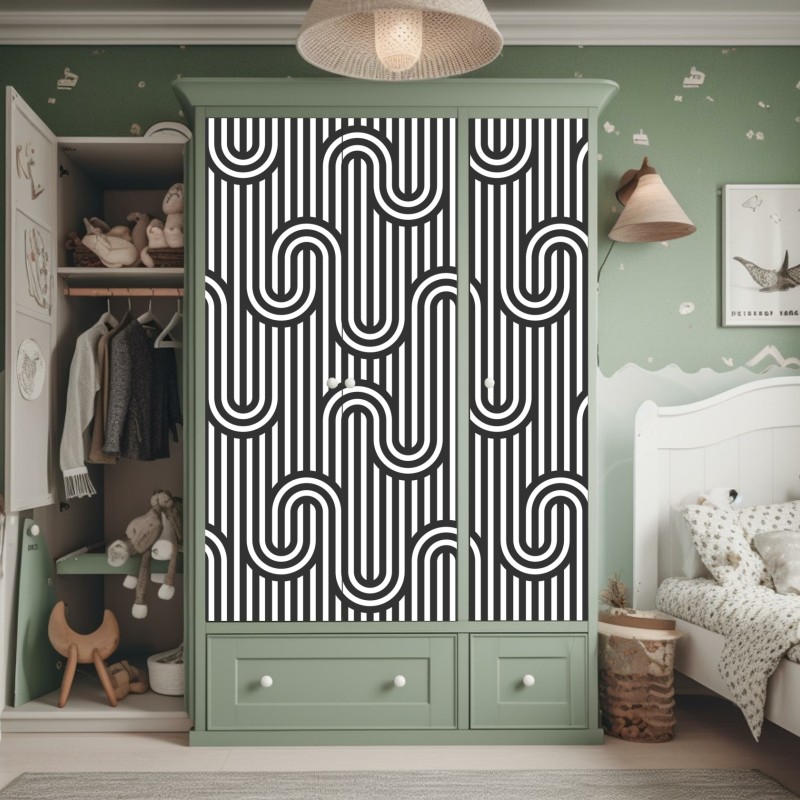 Naklejka na szafę żywy zachód słońca z palmami – Wallissimo®