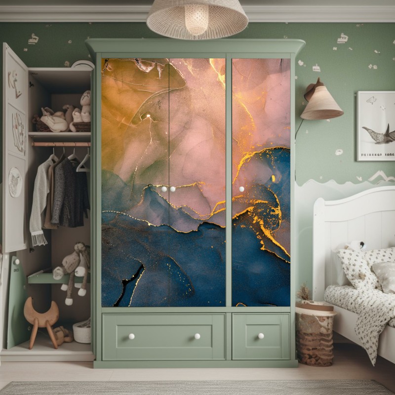 Naklejka na szafę ciemna faktura marmuru – Wallissimo®