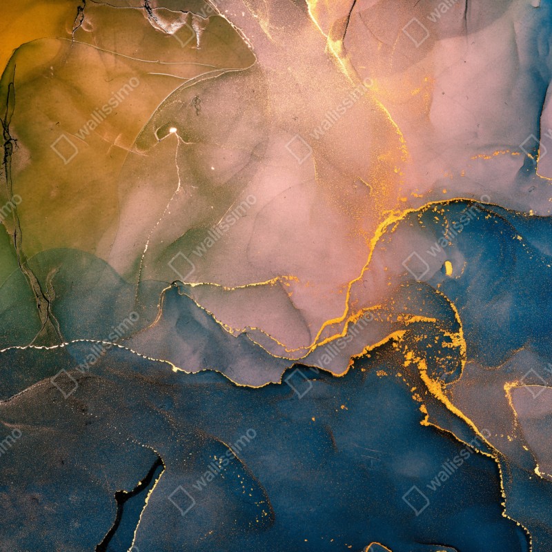 Naklejka na szafę niebiesko-złoty abstrakcyjny marmur – Wallissimo® Naklejka na szafę niebiesko-złoty abstrakcyjny marmur – Wallissimo®