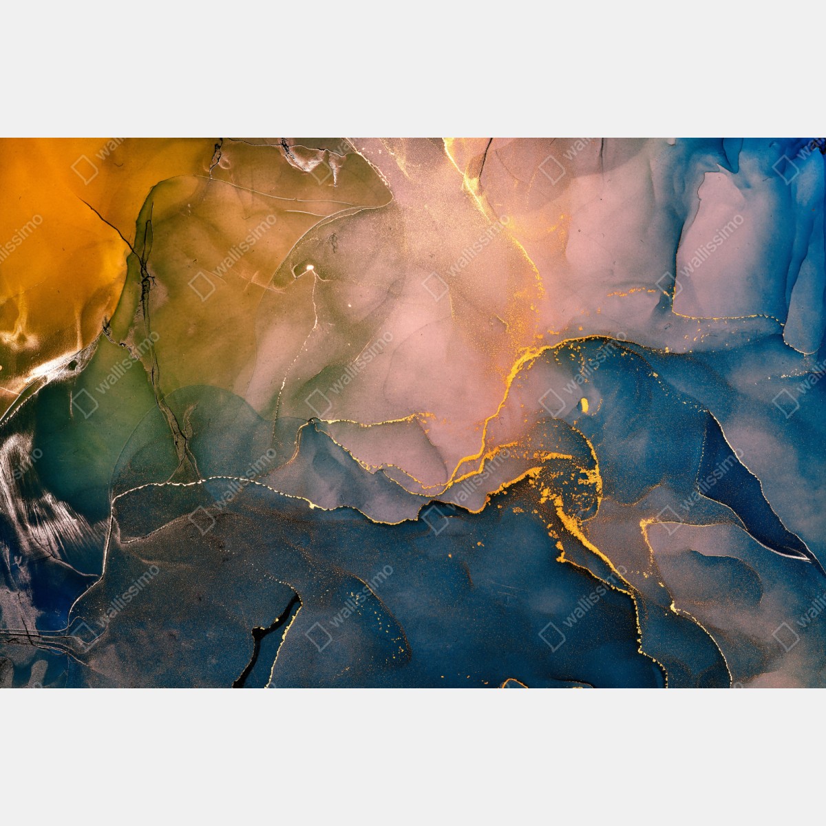 Naklejka na szafę niebiesko-złoty abstrakcyjny marmur – Wallissimo® Naklejka na szafę niebiesko-złoty abstrakcyjny marmur – Wallissimo®