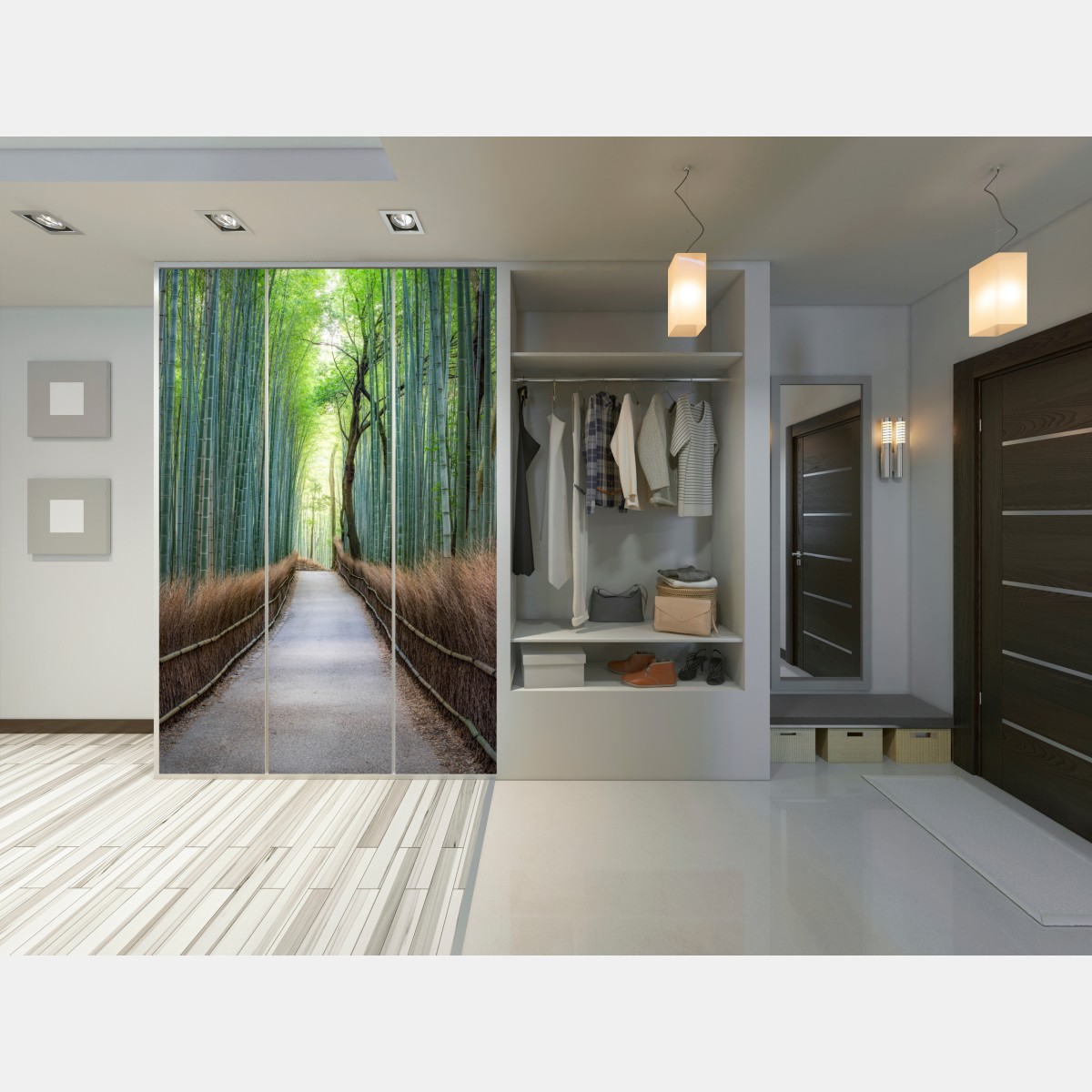 Naklejka na szafę spokojna ścieżka w lesie bambusowym – Wallissimo® Naklejka na szafę spokojna ścieżka w lesie bambusowym – Wallissimo®