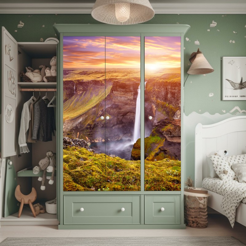 Naklejka na szafę tropikalny wzór z liśćmi monstery – Wallissimo®