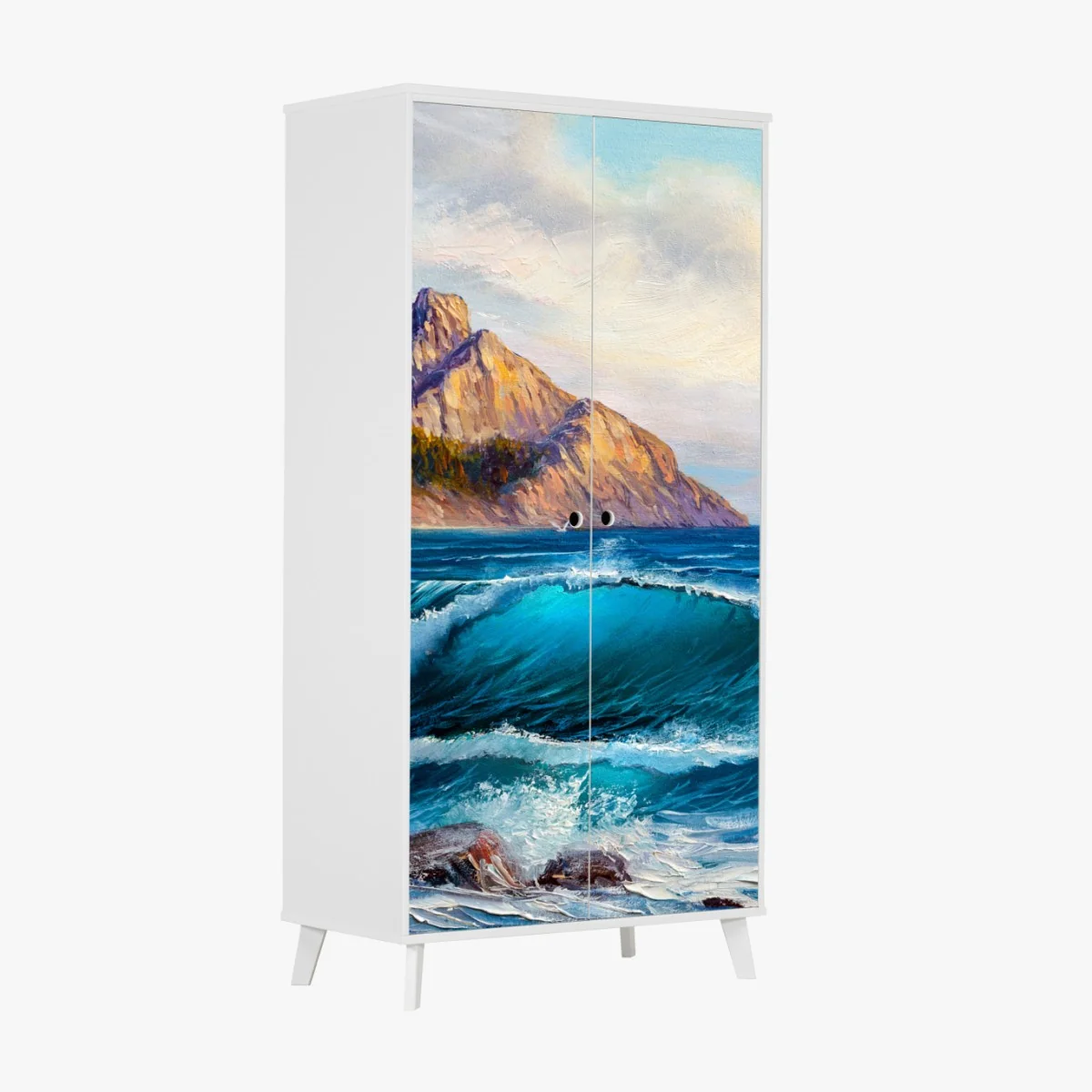 Naklejka na szafę turkusowa fala - pejzaż morski – Wallissimo® Naklejka na szafę turkusowa fala - pejzaż morski – Wallissimo®