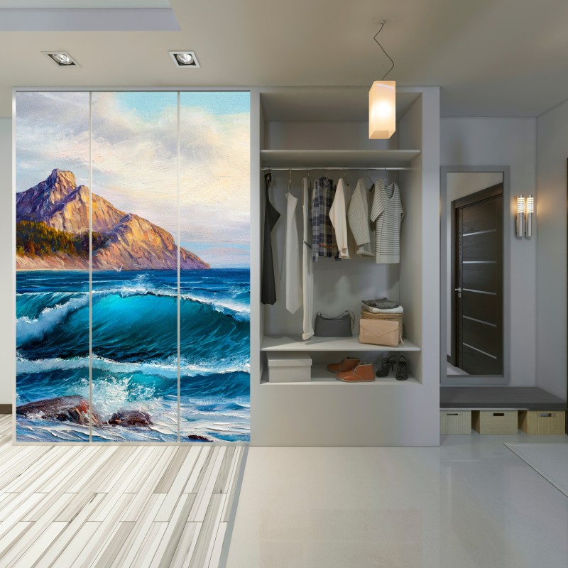 Naklejka na szafę turkusowa fala - pejzaż morski – Wallissimo® Naklejka na szafę turkusowa fala - pejzaż morski – Wallissimo®