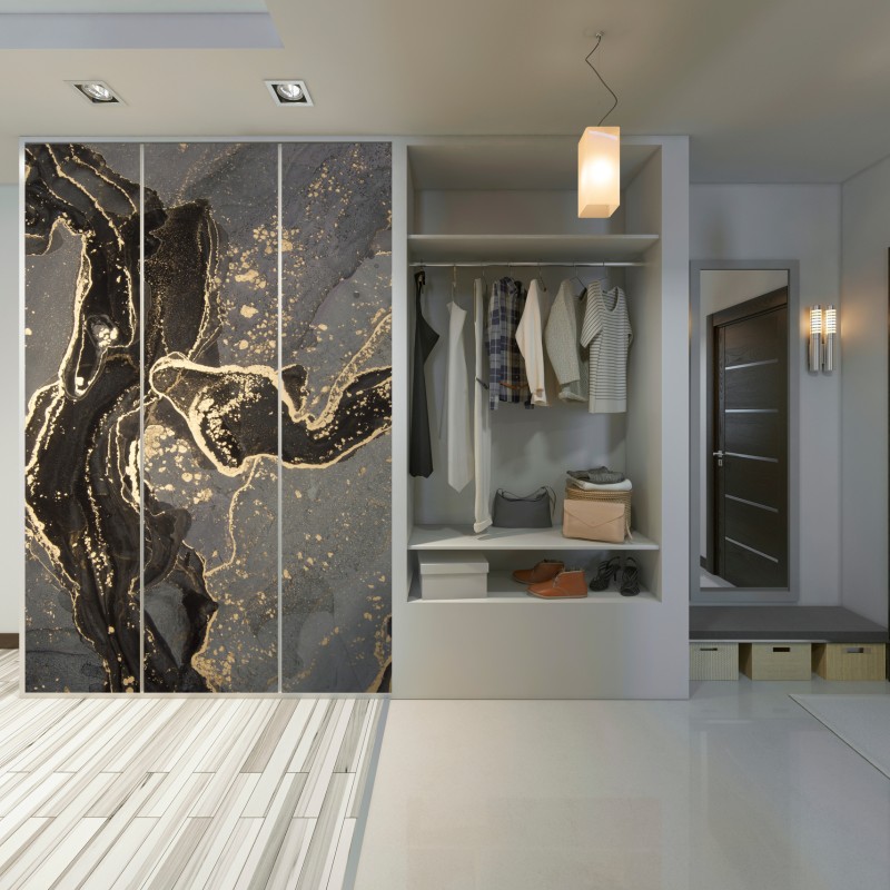 Naklejka na szafę luksusowy czarno-złoty marmur abstrakcyjny – Wallissimo® Naklejka na szafę luksusowy czarno-złoty marmur abstrakcyjny – Wallissimo®