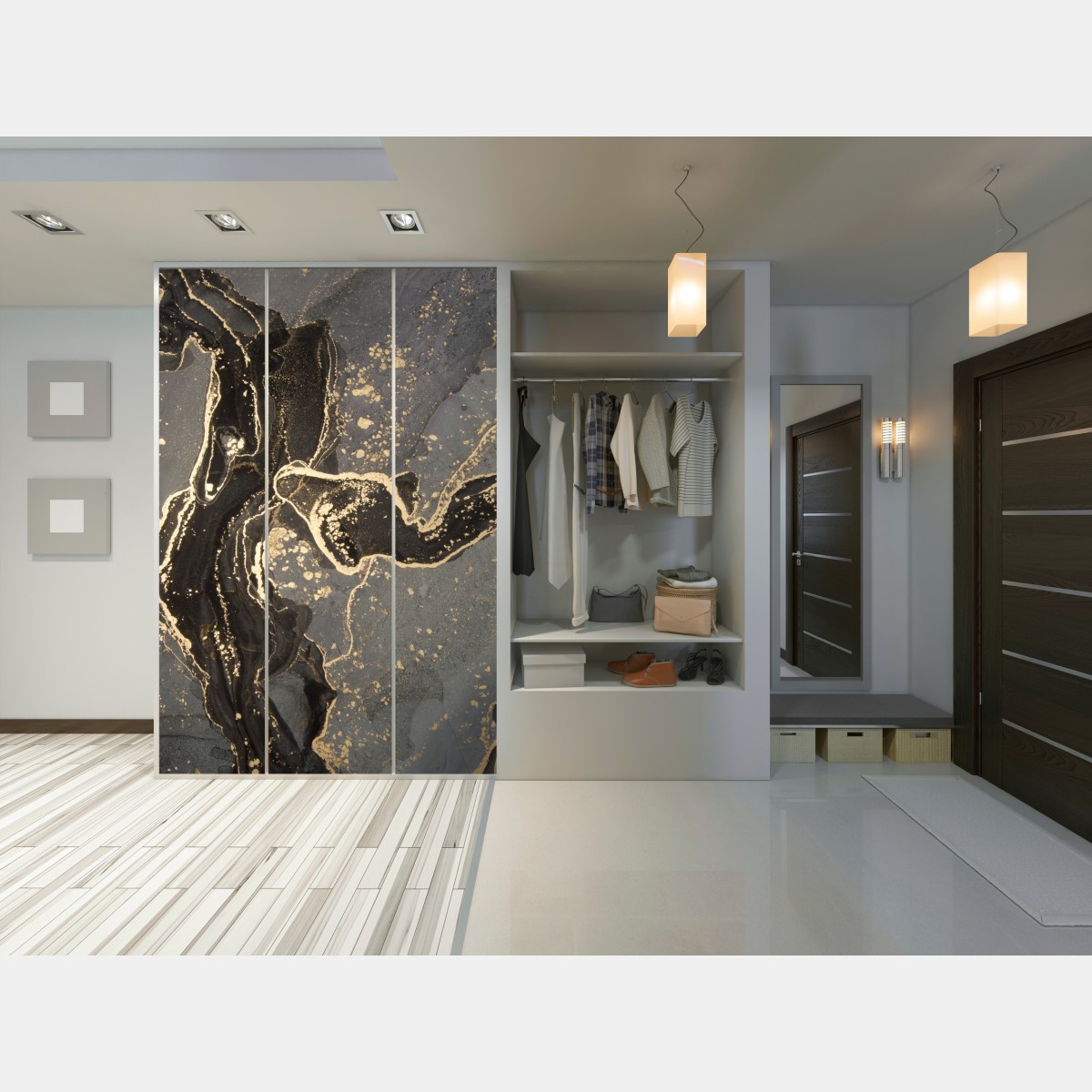 Naklejka na szafę luksusowy czarno-złoty marmur abstrakcyjny – Wallissimo® Naklejka na szafę luksusowy czarno-złoty marmur abstrakcyjny – Wallissimo®