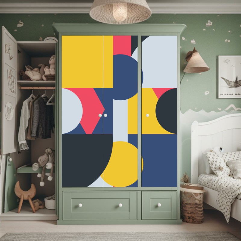 Naklejka na szafę abstrakcyjna stalowa konstrukcja mostu w perspektywie – Wallissimo®