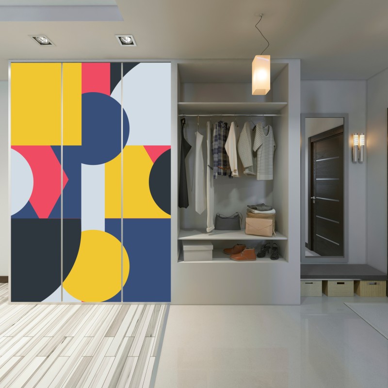 Naklejka na szafę żywa geometryczna kompozycja – Wallissimo® Naklejka na szafę żywa geometryczna kompozycja – Wallissimo®