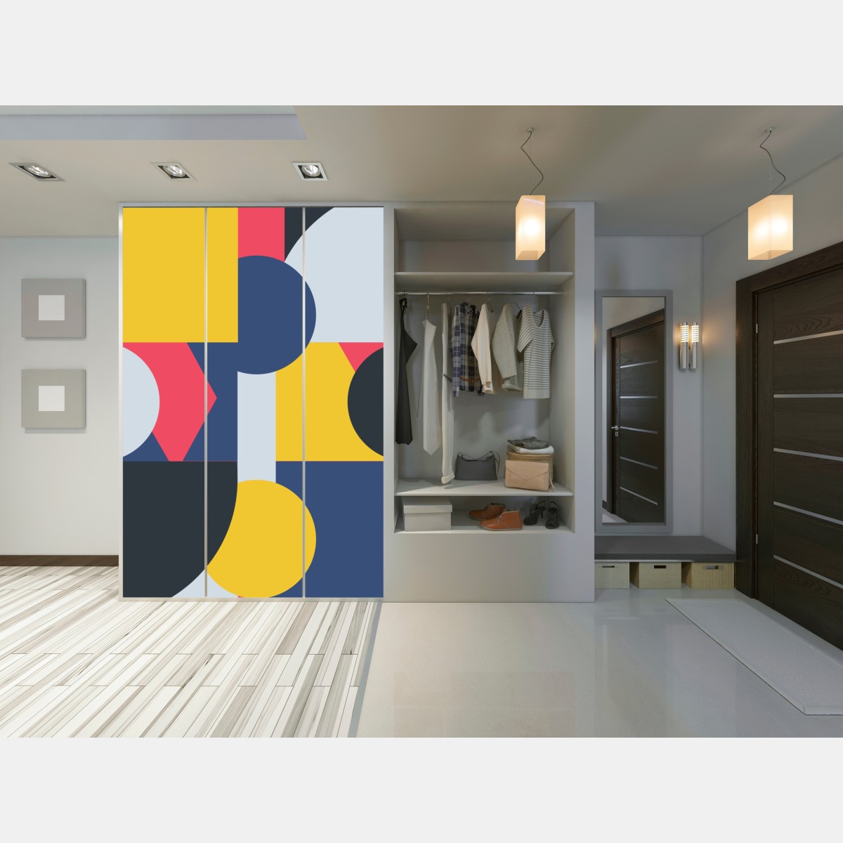 Naklejka na szafę żywa geometryczna kompozycja – Wallissimo® Naklejka na szafę żywa geometryczna kompozycja – Wallissimo®