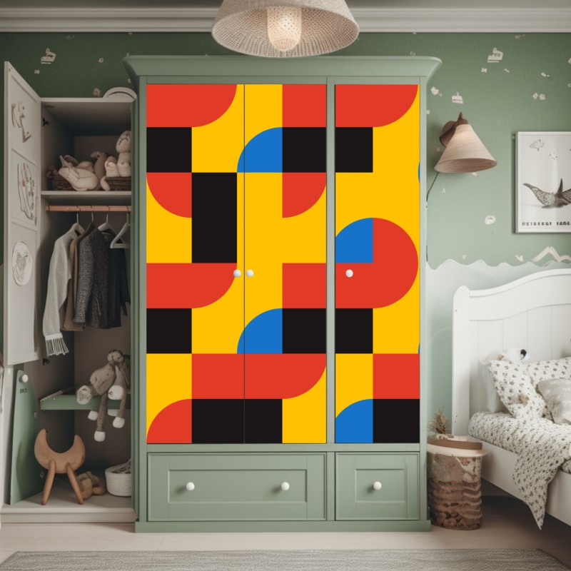 Naklejka na szafę elegancki szary wzór damasceński – Wallissimo®