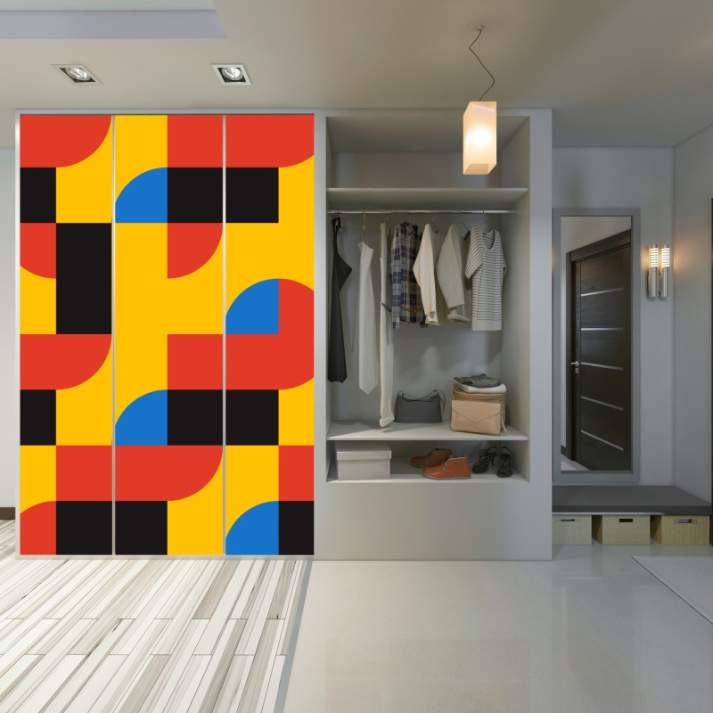 Naklejka na szafę odważny geometryczny wzór na ścianę – Wallissimo® Naklejka na szafę odważny geometryczny wzór na ścianę – Wallissimo®