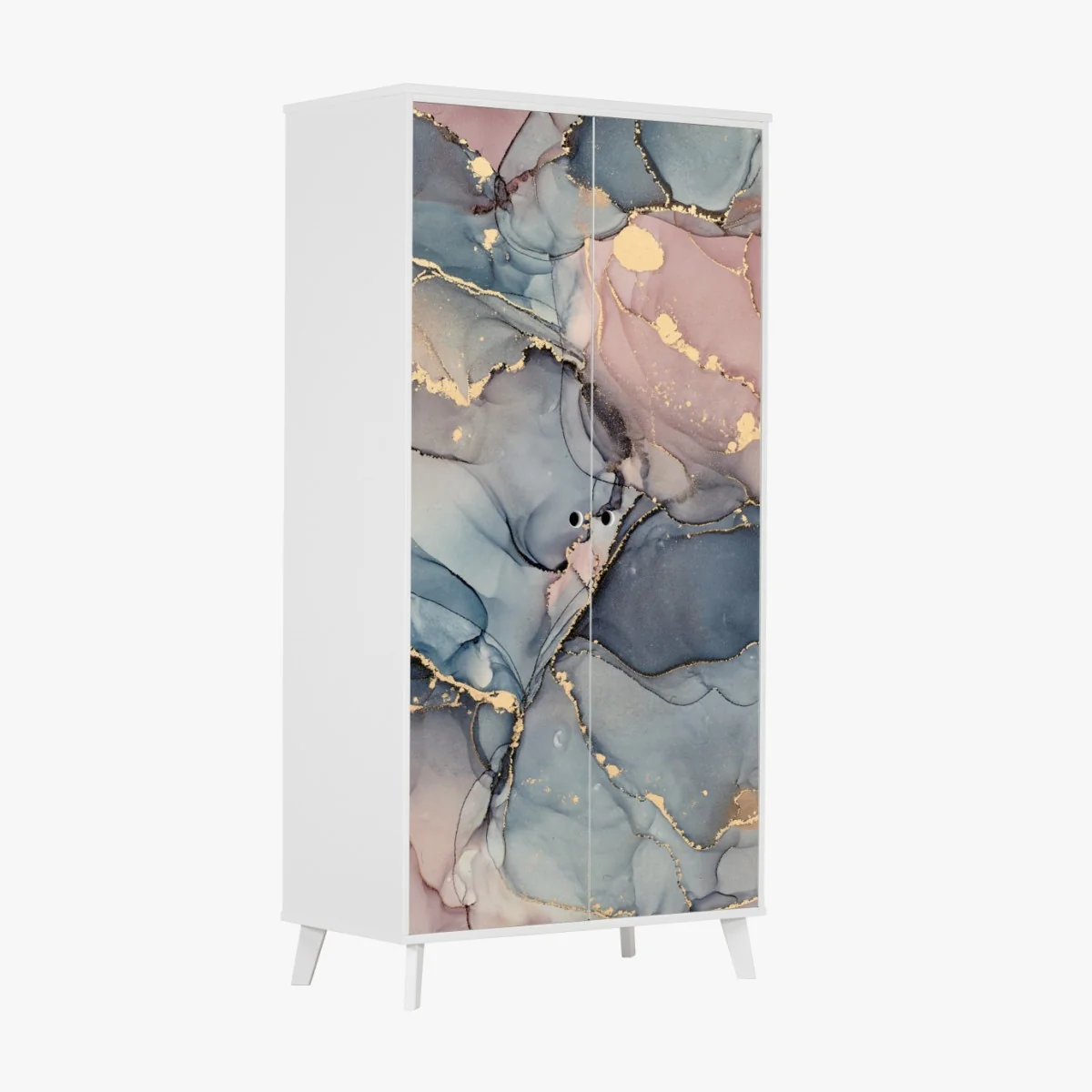 Naklejka na szafę delikatne pastelowe płynne marmury ze złotymi żyłkami – Wallissimo® Naklejka na szafę delikatne pastelowe płynne marmury ze złotymi żyłkami – Wallissimo®