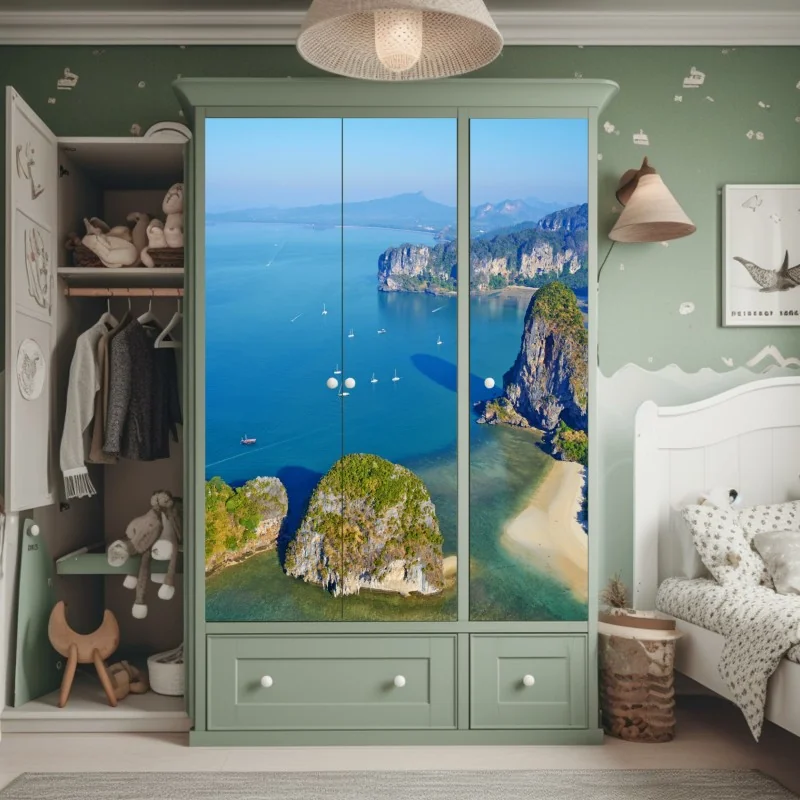 Naklejka na szafę słoneczna łąka o zmierzchu – Wallissimo®