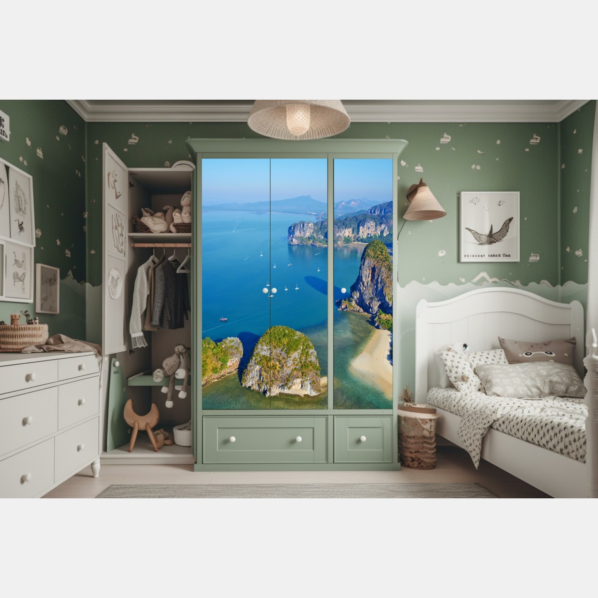 Naklejka na szafę lazurowe wyspy i klify nad brzegiem morza – Wallissimo® Naklejka na szafę lazurowe wyspy i klify nad brzegiem morza – Wallissimo®