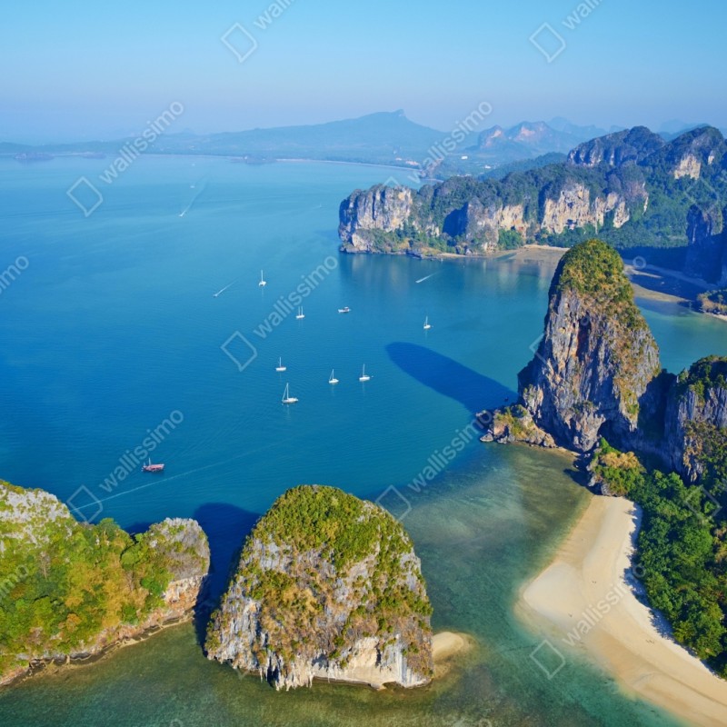 Naklejka na szafę lazurowe wyspy i klify nad brzegiem morza – Wallissimo® Naklejka na szafę lazurowe wyspy i klify nad brzegiem morza – Wallissimo®