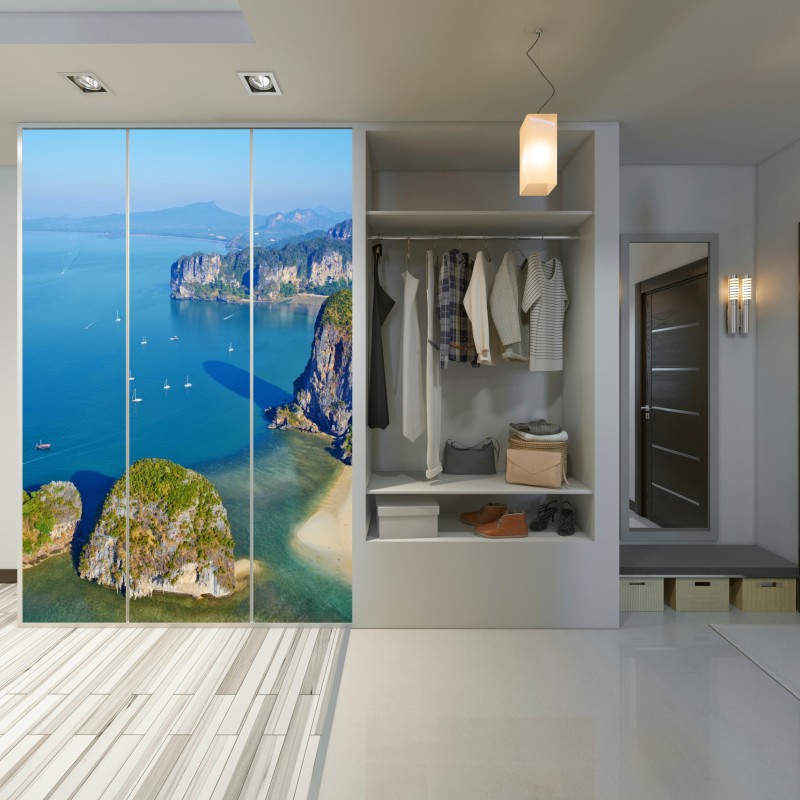 Naklejka na szafę lazurowe wyspy i klify nad brzegiem morza – Wallissimo® Naklejka na szafę lazurowe wyspy i klify nad brzegiem morza – Wallissimo®