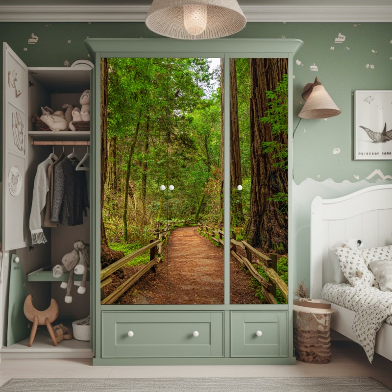 Naklejka na szafę leśny strumień porośnięty mchem – Wallissimo®