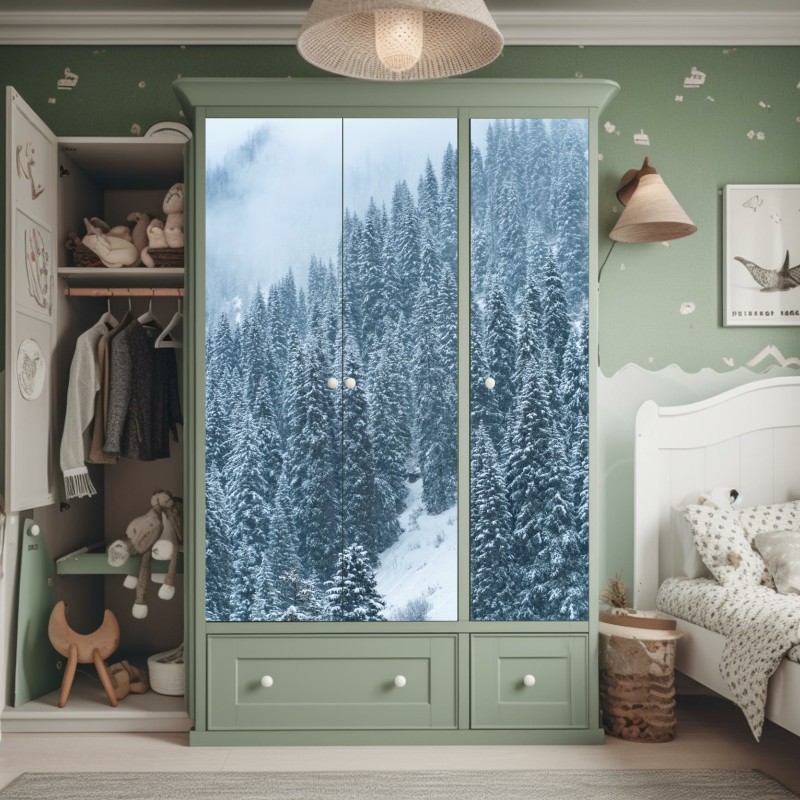 Naklejka na szafę tropikalny wzór z liśćmi monstery – Wallissimo®