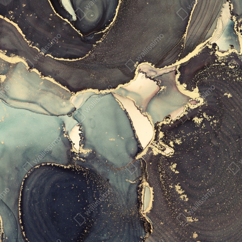 Naklejka na szafę turkusowo-złota abstrakcja w technice alcohol ink – Wallissimo® Naklejka na szafę turkusowo-złota abstrakcja w technice alcohol ink – Wallissimo®