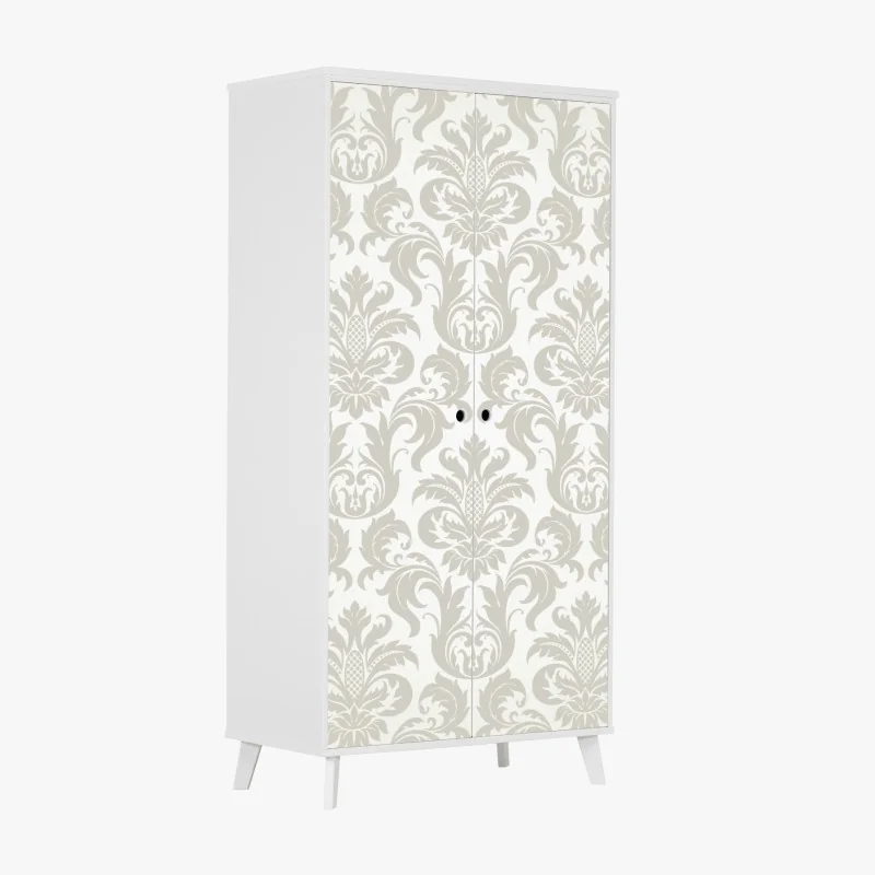 Naklejka na szafę elegancki beżowy wzór damask