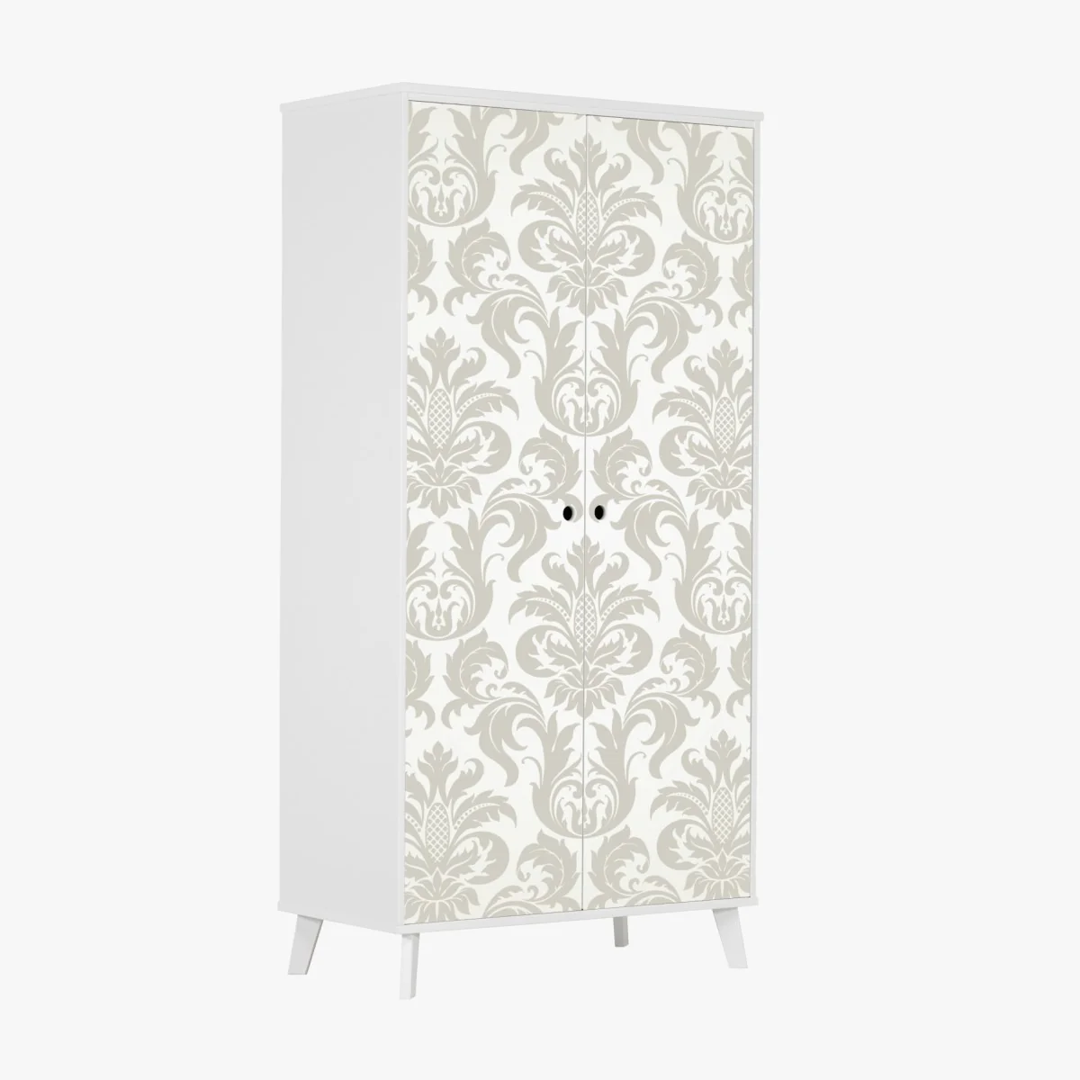 Naklejka na szafę elegancki beżowy wzór damask – Wallissimo® Naklejka na szafę elegancki beżowy wzór damask – Wallissimo®